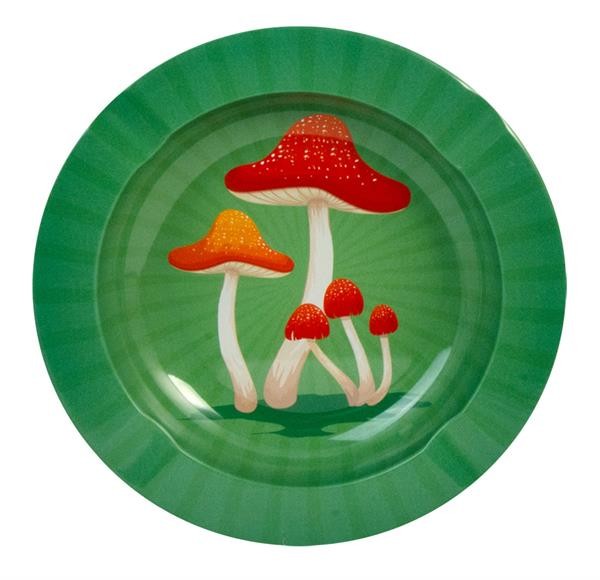 Metall Aschenbecher rund  Mushrooms Sunburst