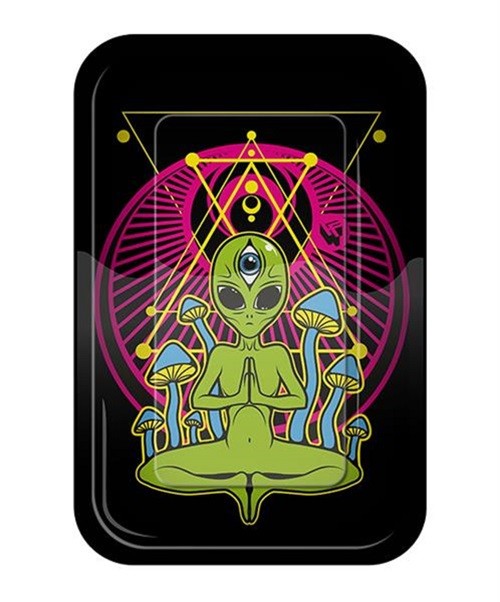 Rolling Tray Dreh-Tablett Metall small "Trippy Alien...