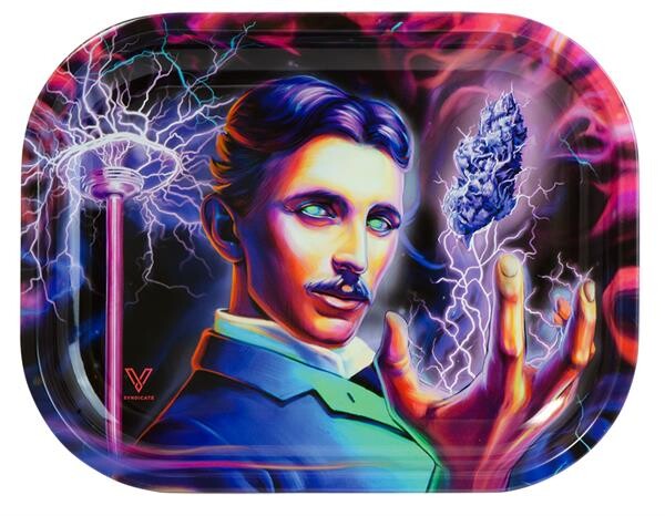 Rolling Tray V-Syndicate MINI – Tesla High Voltage Dreh-Tablett aus Metall