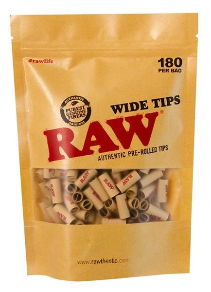 RAW™ PREROLLED Wide Filtertips, ø 8mm, 180 Tips Beutel