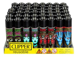 1x Clipper Feuerzeug groß  TRIPPY 3rd Eye - Black Cap