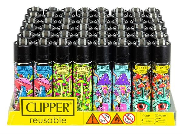 1x Clipper Feuerzeuge groß,  Shrooms #8  - Black Cap