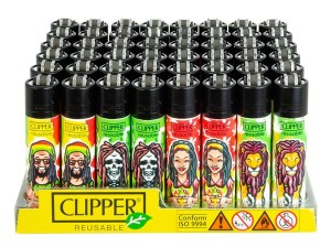 Clipper Feuerzeuge groß, 4 er Set, rasta#2 - Black Cap