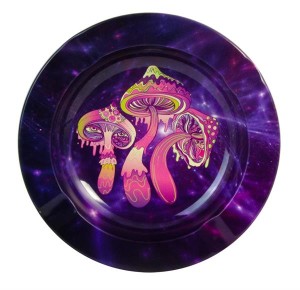 Metall Aschenbecher rund Psychedelic Mushrooms