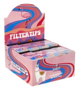 1 Box (48 Booklets) Filtertips pink Flamingo, perforiert,...