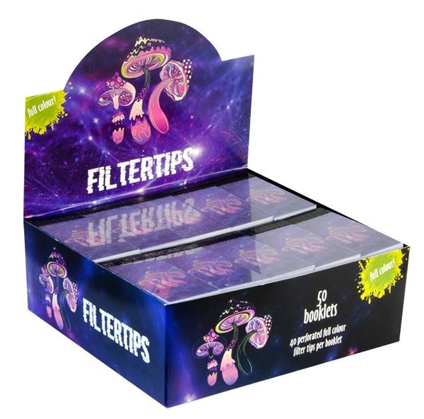 1 Box (48 Booklets) Filtertips Mushroom Space, perforiert, 60x25mm