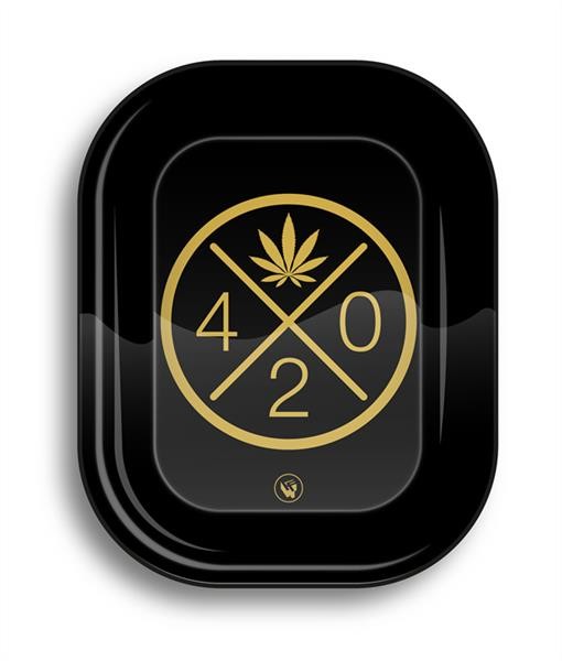 Rolling Tray Dreh-Tablett, Metall, MICRO "420 GOLD"