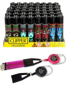 Set: 1x Clipper® Feuerzeug Trippy 3rd Eye + 1 Lighter Leash Feuerzeugleine