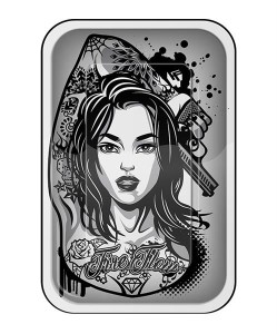 Rolling Tray Dreh-Tablett Metall small "Tattoo Gril...