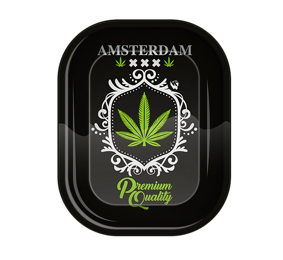 Rolling Tray Dreh-Tablett, Metall  MICRO "Amsterdam Black Leaf"