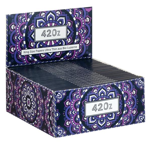 1 Box  420z King Size Slim ultra thin violett Zigarettenpapier