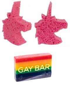 Seife  Gay Bar  Rainbow 150 gr. mit Einhorn Schwamm