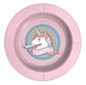 Metall Aschenbecher rund  Unicorn