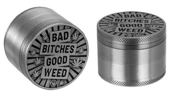 Metall Grinder/Pollinator, 4-part, ø 50mm, "FF Bad Bitches Good Weed"