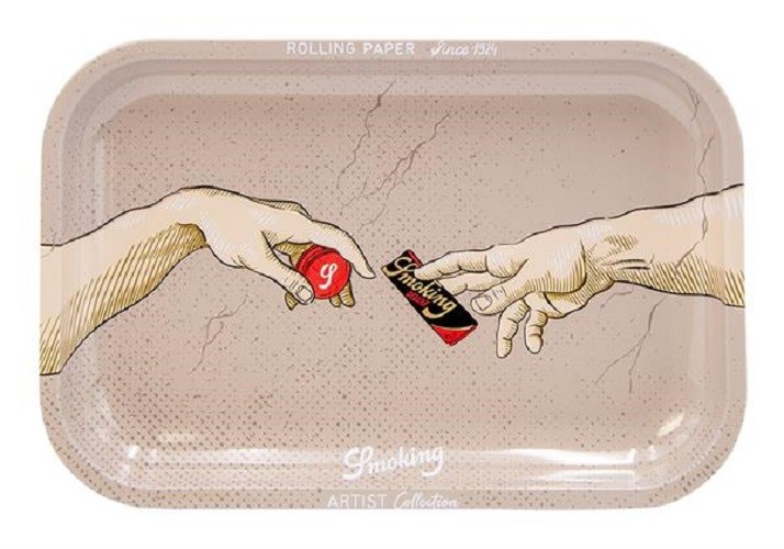 SMOKING Dreh-Tablett - Rolling Tray klein "SMOKING...