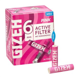 1 Box  (10x34) GIZEH Pink Active Filter Slim ø 6mm