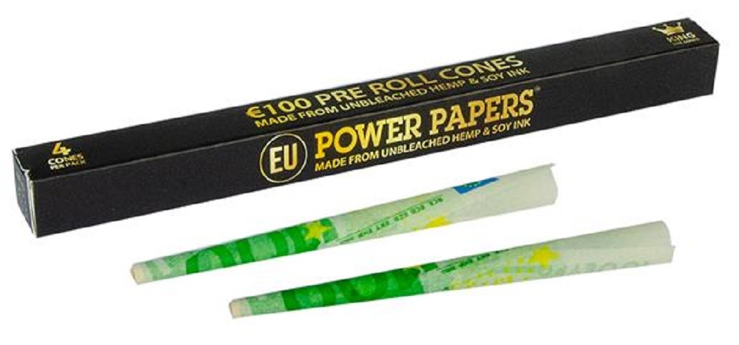 Power Papers "100 Euro" King Size Cones...