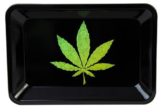 Dreh-Tablett Metall MINI "leaf" – Schwarz...