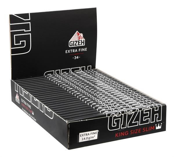 1 Box Gizeh Extra Fine (Black) King Size Slim Papier -34-