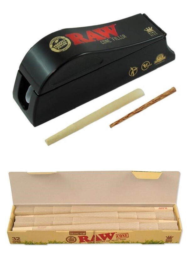 SET: Stopfmaschine King  Size RAW™ Cone Filler + 32...
