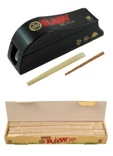 SET: Stopfmaschine King  Size RAW™ Cone Filler + 32 organic Cones