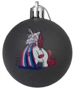 Weihnachtskugel, schwarz, "Kotzendes Einhorn",...