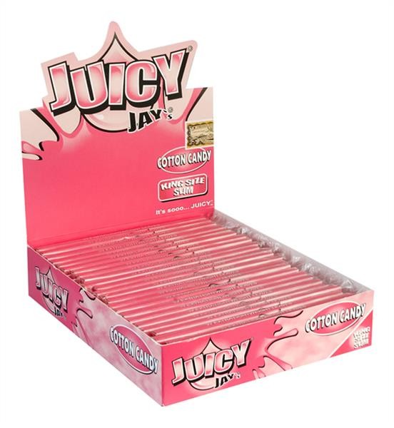 1 Box Juicy Jays King Size Slim aromat. Papier Cotton Candy