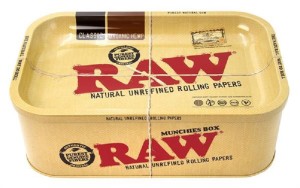 RAW Munchies Tin Metall Aufbewahrungsdose und Drehtablett, ca. 27,5x17,5x9cm