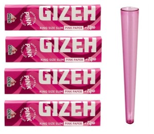 4x Gizeh ALL PINK King Size Slim Papier + Tips inklusive 1 Hülle Futurola