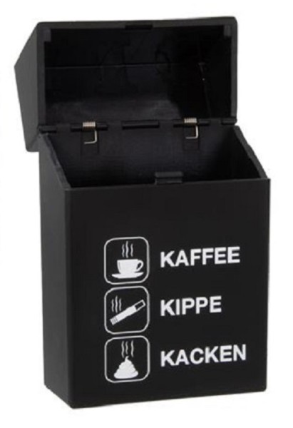 Zigarettendose, Rubber schwarz, "Kaffee, Kippe, Kacken"