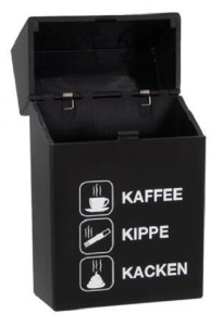 Zigarettendose, Rubber schwarz, "Kaffee, Kippe,...