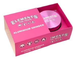 Aluminium Grinder/Pollinator, 4-part, ø 60mm, "Elements Pink Papers"