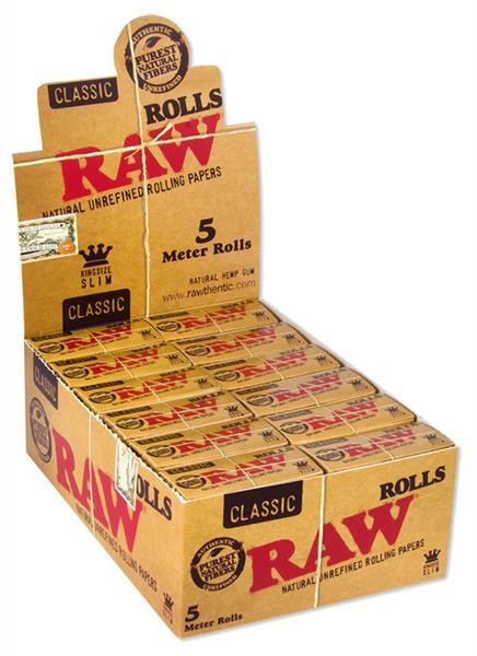 1 Box RAW™ Classic King Size SLIM Rolls 5 Meter