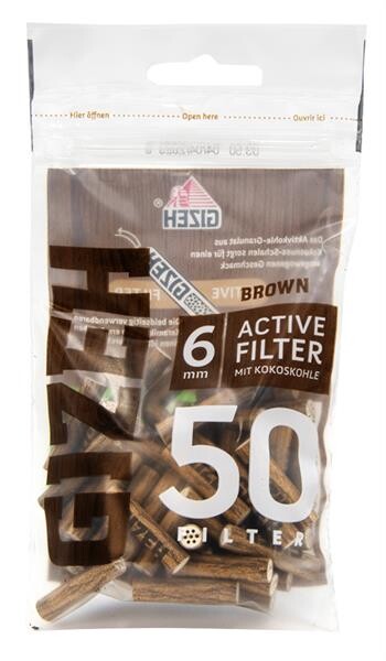 GIZEH BROWN Active Filter Slim ø 6mm 50er Beutel