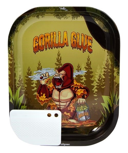 Dreh Tablett Rolling Tray BUDS " Gorilla Glue" mit Grinder Card