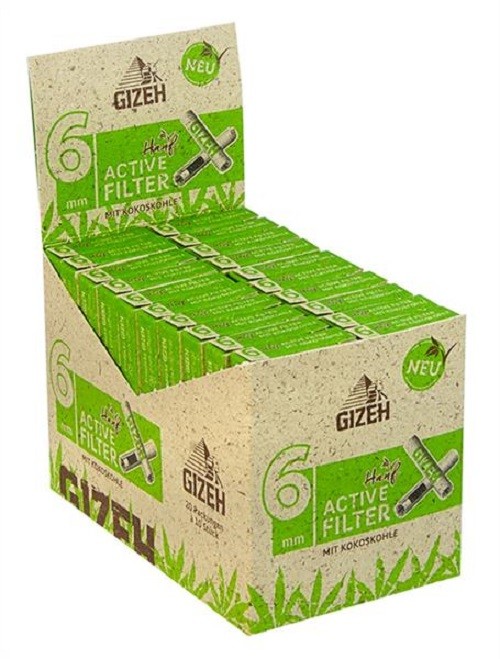 1 Box  Gizeh Hanf Activ Filter mit Kokoskohle ø 6mm