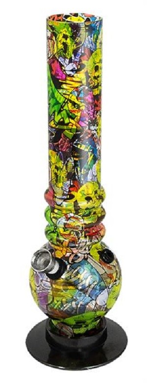 Acryl-Bong, 26cm, Bubble-Straight "Graffiti",...