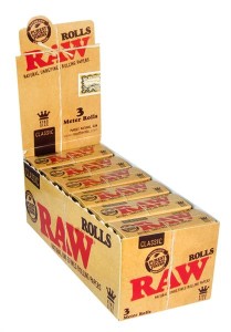 1 Box (12 Stück) RAW™ Classic King Size Rolls 3 Meter auf der Rolle