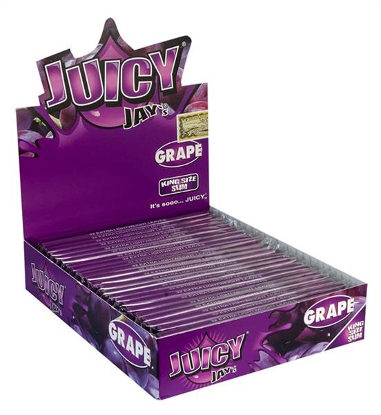 1 Box (24x) Juicy Jays King Size Slim aromat. Papier, Grape