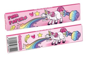 Full Box Choosypapers PINK King Size Slim Zigarettenpapier "Puking Unicorn"