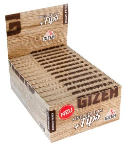 1 Box Gizeh BROWN King Size Slim Papier + Tips