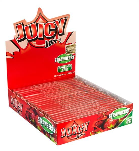 1 Box Juicy Jays King Size Slim aromat. Papier, Strawberry