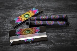 Choosypapers Set Mandala | 2x King Size Slim Papers + Drehmaschine 130mm Schwarz