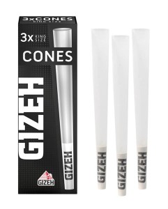 1 Box GIZEH Black King Size Papercones + Tips