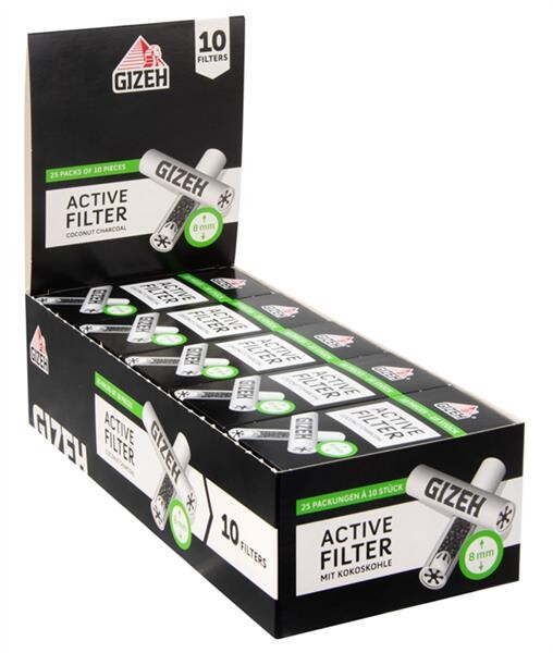 1 Box GIZEH Black Active Filter Slim 8mm