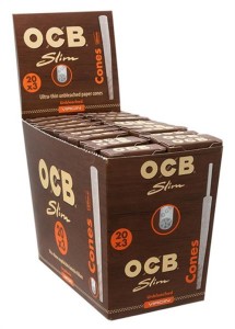 Full Box OCB Premium Slim Unbleached Virgin Cones