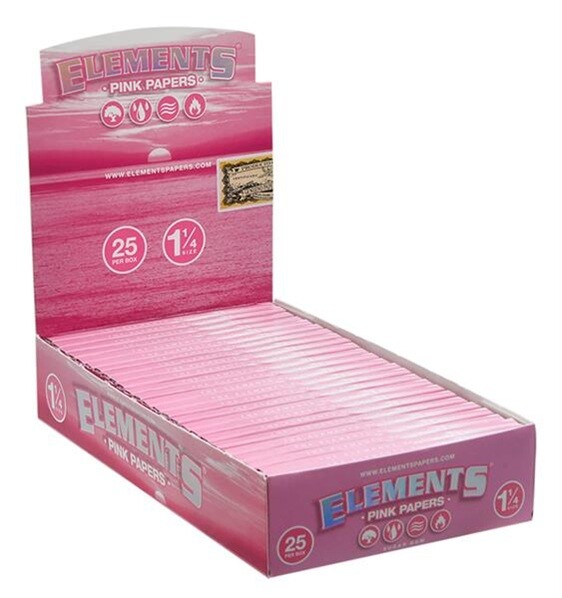 Elements PINK 1 1/4 Zigarettenpapier Box mit 25 Heftchen...