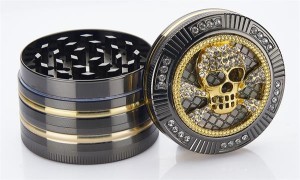 CNC Aluminium Grinder/Pollinator 4 part, ø 50mm, "Bling Bling - SKULL"