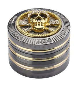 CNC Aluminium Grinder/Pollinator 4 part, ø 50mm, "Bling Bling - SKULL"