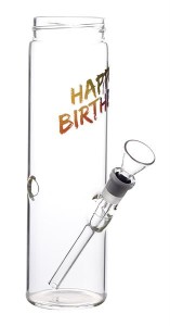 Glas-Bottle Bong,Happy Birthday 22cm